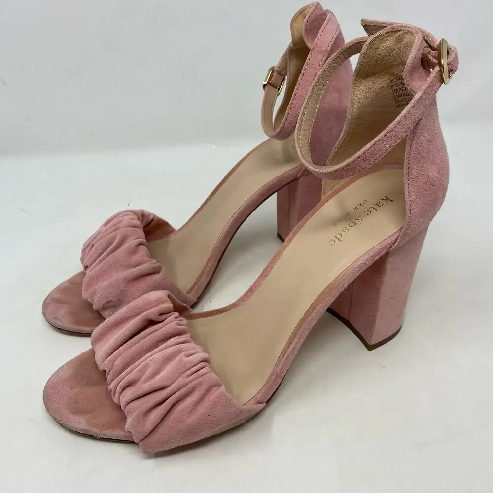 Kate Spade Mona Pink Sandal Suede Heels Pumps Womens Size 8.5